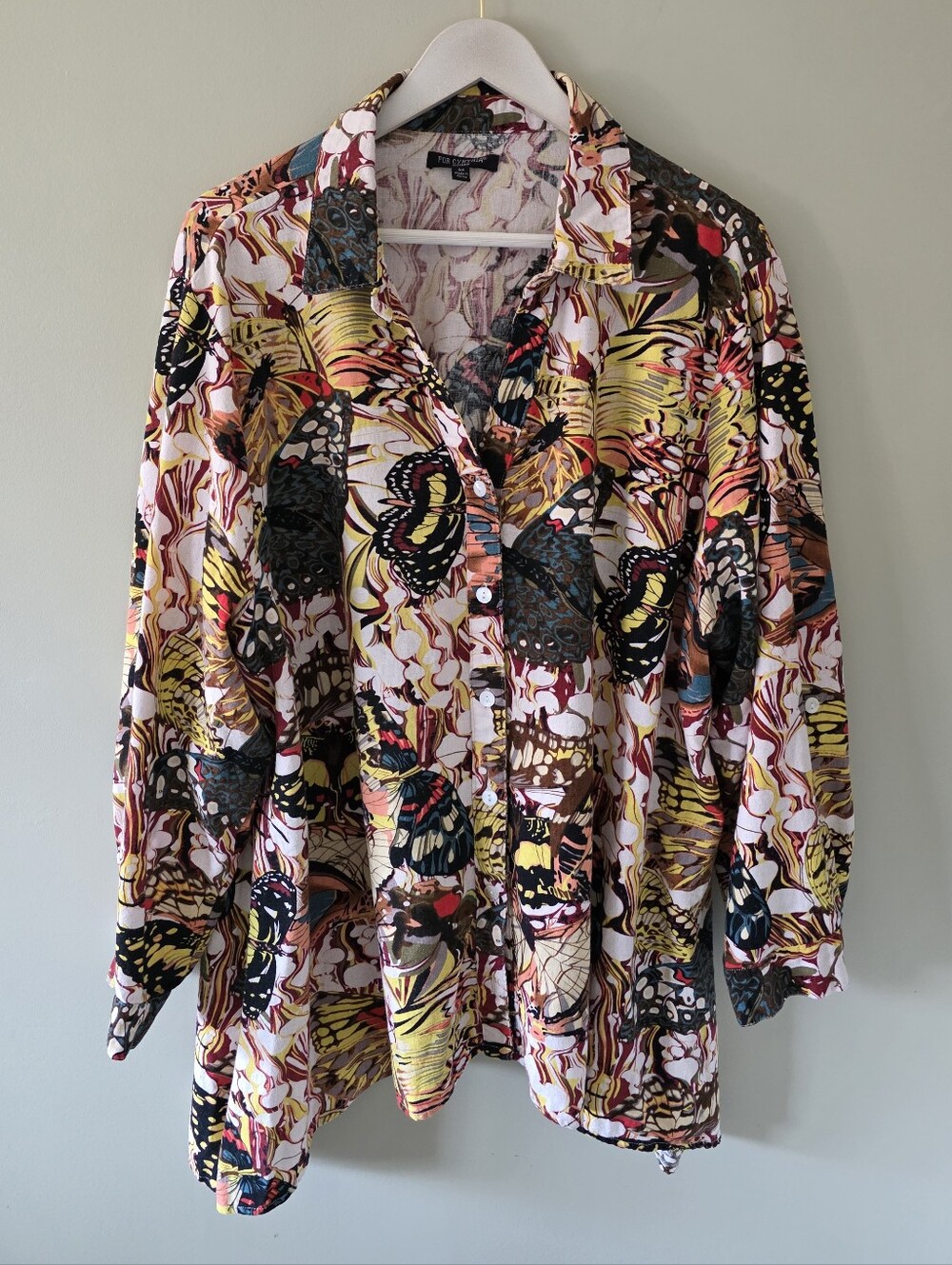 NWOT For Cynthia 3X Quiet Luxury Resortwear Lagenlook Botanical Linen Tunic